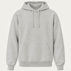 The Loopback Hoodie in Ash, photographed front on.