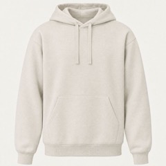 The Loopback Hoodie in Bone, photographed front on.