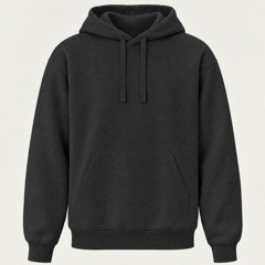 The Loopback Hoodie in Pitch, photographed front on.