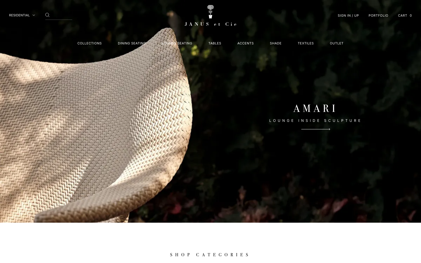 Janus et Cie storefront — B2B luxury catalog on Hydrogen